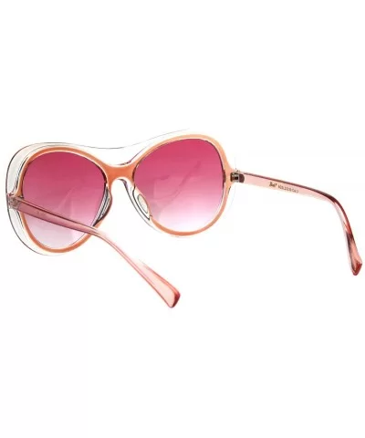 Womens Retro Fashion Sunglasses Clear Outline Double Frame UV 400 - Clear Pink (Pink) - CE18K6WGC84 $6.55 Butterfly