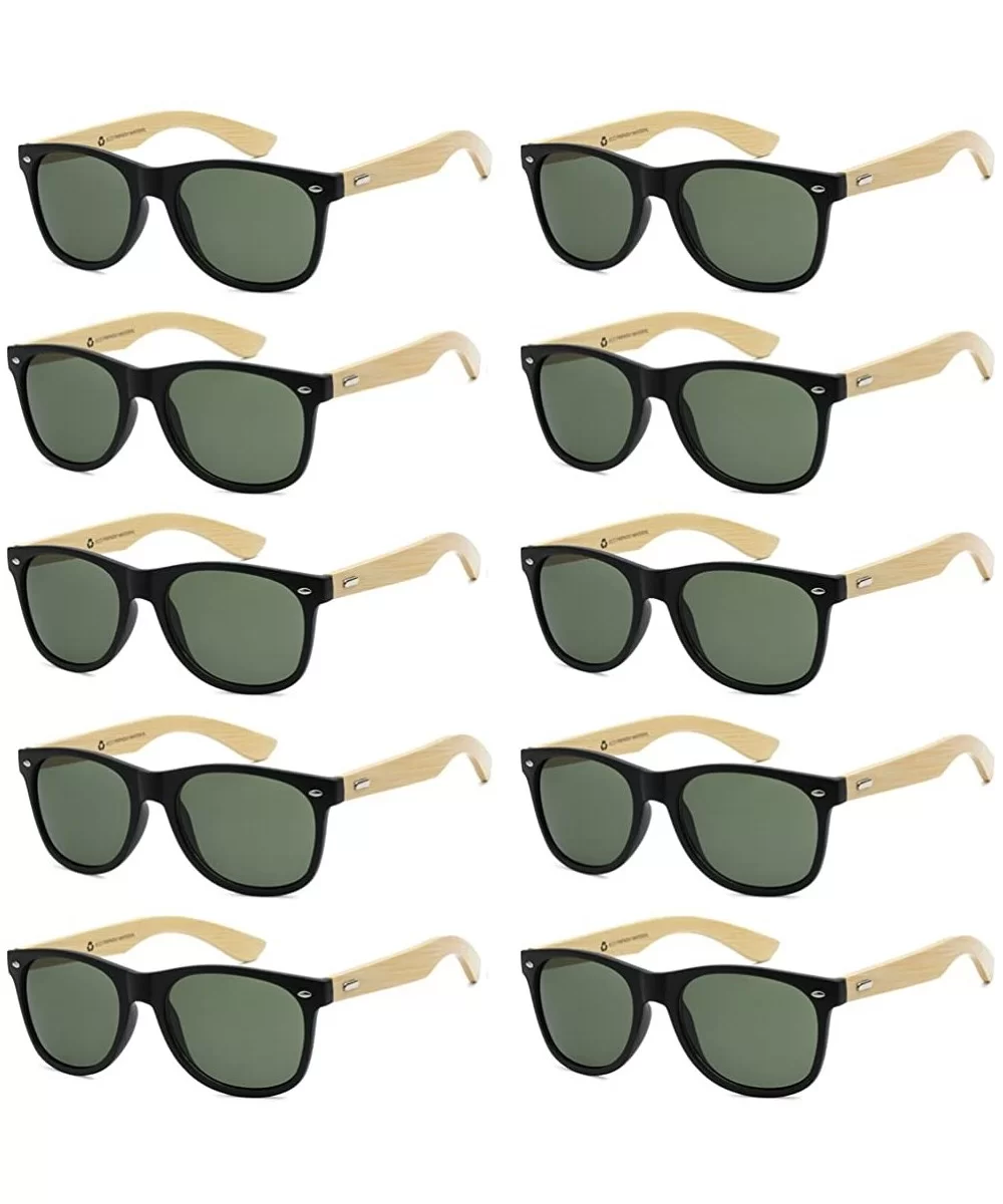 Wholesale Bamboo Sunglasses Eco Friendly Modern Retro 80's Classic - 10 Pack - Matte Black - Olive Lens - C7182DT92TK $20.41 ...