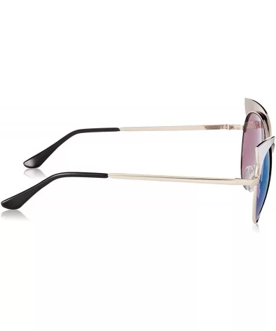 Metal Frame Vintage Designer Cat Eye Sunglasses P4105 - Gold- Pinkmirror - CF12MA40ZXJ $8.80 Round