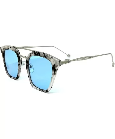 7122 Premium Retro Tint Funky Fashion Candy Flat Top Aviator Sunglasses - Premium - CE183LUAWZ7 $15.30 Aviator