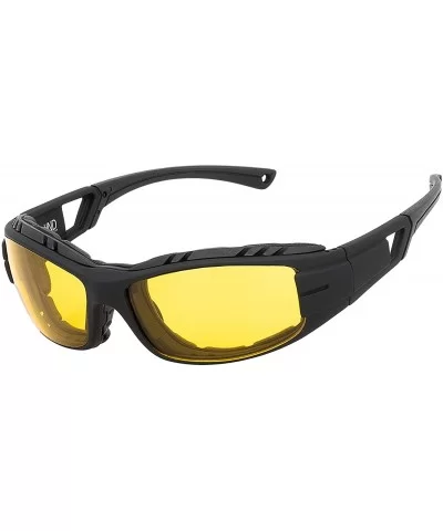 Airdam Sunglasses Motorcycle Riding- Sports- Driving- Cycling Wrap - Black - Yellow - CY196MUS2LY $15.44 Sport