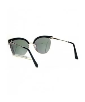 Womens Half Rim Chic Cat Eye Designer Sunglasses - Black Gold - CW12N6H48MW $9.75 Cat Eye