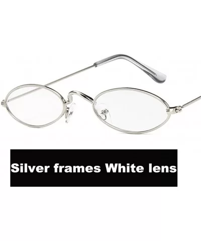 Sunglasses For Man HD Casual Cool Metal Oval Glasses 2018 New Fashion - Silver Frames White Lens - CM18D6LEW43 $7.44 Oval