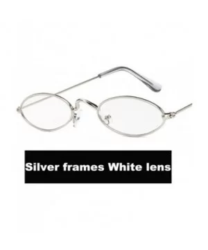 Sunglasses For Man HD Casual Cool Metal Oval Glasses 2018 New Fashion - Silver Frames White Lens - CM18D6LEW43 $7.44 Oval