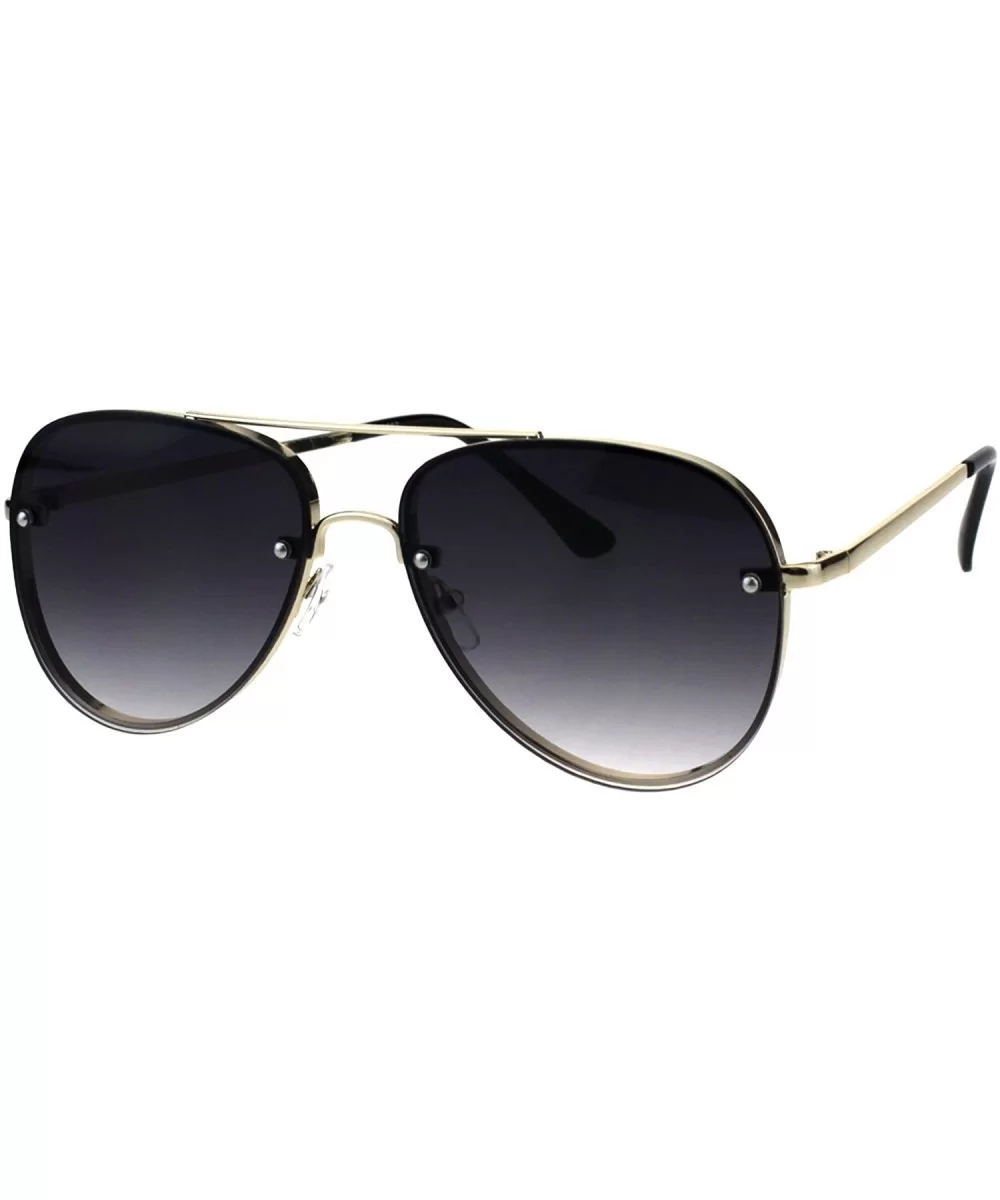 Luxury Rimless Designer Mod Metal Rim Pilots Sunglasses - Gold Smoke - CU187UY20RR $8.46 Rimless