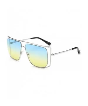 Women Square Oversize Sunglasses - Blue Gradient to Green - CZ18WU9REYQ $14.71 Oversized