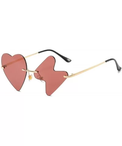 Fashion Women Love Heart Shaped Sunglasses Vintage frameless sunglasses men's Red Yellow Chic unique sun glasses - CG198R5A2C...