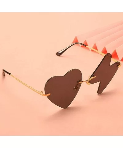 Fashion Women Love Heart Shaped Sunglasses Vintage frameless sunglasses men's Red Yellow Chic unique sun glasses - CG198R5A2C...