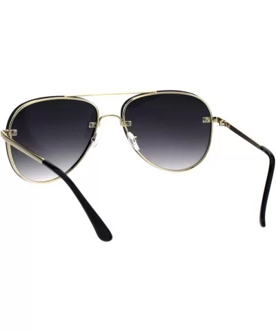 Luxury Rimless Designer Mod Metal Rim Pilots Sunglasses - Gold Smoke - CU187UY20RR $8.46 Rimless