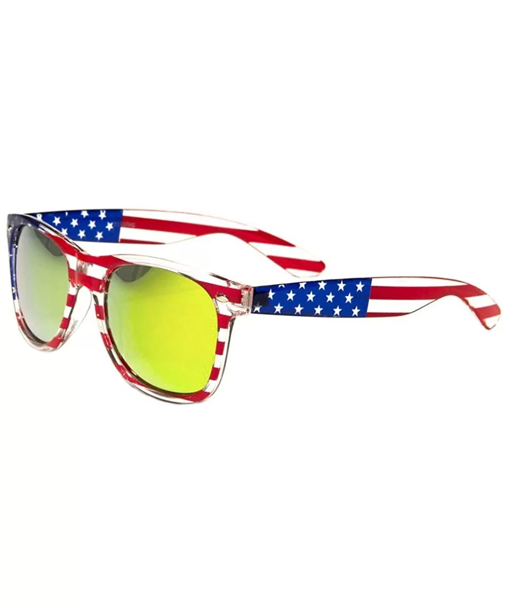 USA Patriotic American Flag Sunglasses Gift Box Set (Multi-colored - Sunset Color Mirror & Dark) - CW12H5KMRL9 $8.76 Wayfarer