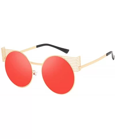 Unisex Vintage Round Metal Frame Tinted Lenses Sunglasses UV400 - Gold Red - CI18NDRH3N8 $7.31 Square