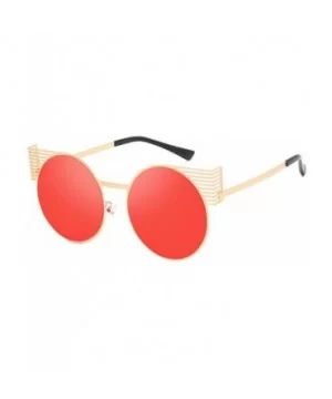 Unisex Vintage Round Metal Frame Tinted Lenses Sunglasses UV400 - Gold Red - CI18NDRH3N8 $7.31 Square