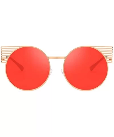 Unisex Vintage Round Metal Frame Tinted Lenses Sunglasses UV400 - Gold Red - CI18NDRH3N8 $7.31 Square