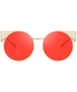 Unisex Vintage Round Metal Frame Tinted Lenses Sunglasses UV400 - Gold Red - CI18NDRH3N8 $7.31 Square