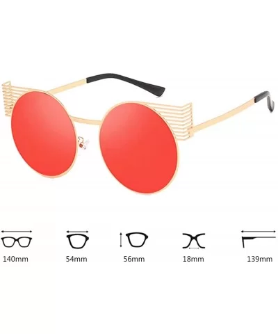 Unisex Vintage Round Metal Frame Tinted Lenses Sunglasses UV400 - Gold Red - CI18NDRH3N8 $7.31 Square