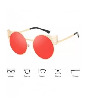 Unisex Vintage Round Metal Frame Tinted Lenses Sunglasses UV400 - Gold Red - CI18NDRH3N8 $7.31 Square