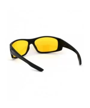 Mens Night Driving Yellow Lens Warp Around Biker Sport Sunglasses - Shiny Black - C918YEEK3M2 $6.16 Sport