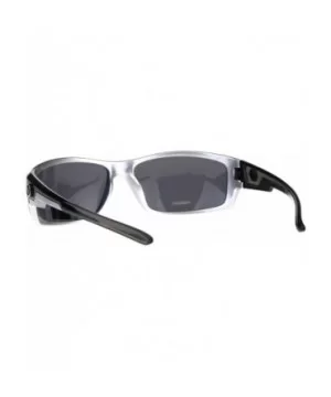 Nitrogen Polarized Lens Sunglasses Mens Wrap Around Rectangular Shades - Silver (Black) - CR18E3L38D9 $10.46 Rectangular