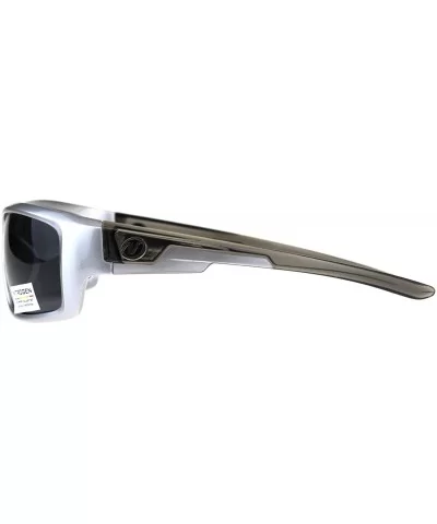 Nitrogen Polarized Lens Sunglasses Mens Wrap Around Rectangular Shades - Silver (Black) - CR18E3L38D9 $10.46 Rectangular