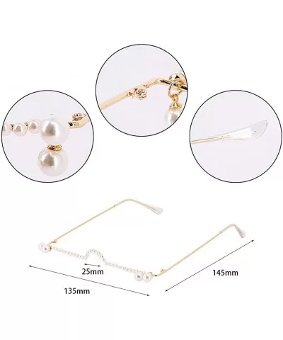 Half Frame Sparkling Crystal Sunglasses UV Protection Rhinestone Sunglasses Without Lens - Gold2634 - CH1905MKW94 $10.45 Square