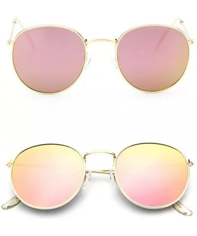 2019 Retro Round Sunglasses Women Brand Designer Sun Glasses For Women Alloy Mirror Sunglasses - Pink - C818W6UX32A $8.25 Ove...