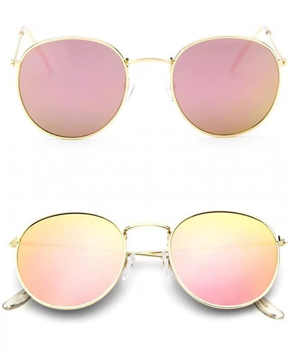 2019 Retro Round Sunglasses Women Brand Designer Sun Glasses For Women Alloy Mirror Sunglasses - Pink - C818W6UX32A $8.25 Ove...