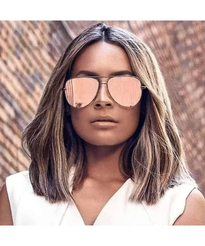 Gun Pink Sunglasses Silver Mirror Oversized Sun Glasses Pilot Women Men Shades Top Fashion Eyewear - CT197A273SY $20.52 Square