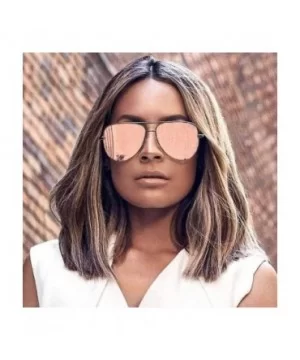 Gun Pink Sunglasses Silver Mirror Oversized Sun Glasses Pilot Women Men Shades Top Fashion Eyewear - CT197A273SY $20.52 Square