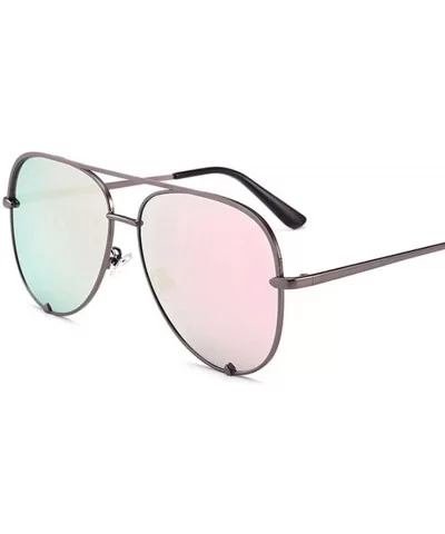 Gun Pink Sunglasses Silver Mirror Oversized Sun Glasses Pilot Women Men Shades Top Fashion Eyewear - CT197A273SY $20.52 Square