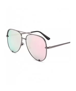 Gun Pink Sunglasses Silver Mirror Oversized Sun Glasses Pilot Women Men Shades Top Fashion Eyewear - CT197A273SY $20.52 Square