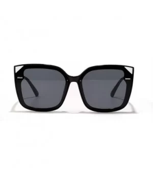 Big Frame Square Rivet Gradient Cat Eye Colorful Sunglasses For Women UV400 - Black - C0198KZXW9L $10.66 Cat Eye