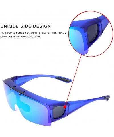 FLIP UP Polarized Sunglasses Driving Glasses UV400 Fitover Sunglasses for men and women - Blue - CF18SZI8OX3 $8.51 Goggle