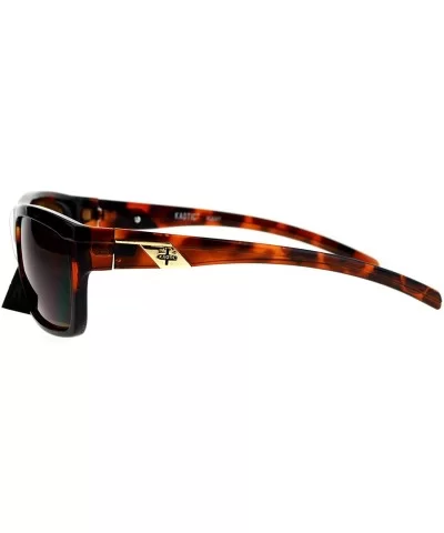 Men's Flat Top Sporty Rectangular Skater Shade Sunglasses - Tortoise - C511KFUY5N5 $5.68 Rectangular