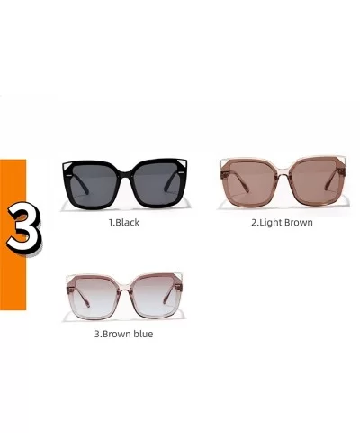 Big Frame Square Rivet Gradient Cat Eye Colorful Sunglasses For Women UV400 - Black - C0198KZXW9L $10.66 Cat Eye