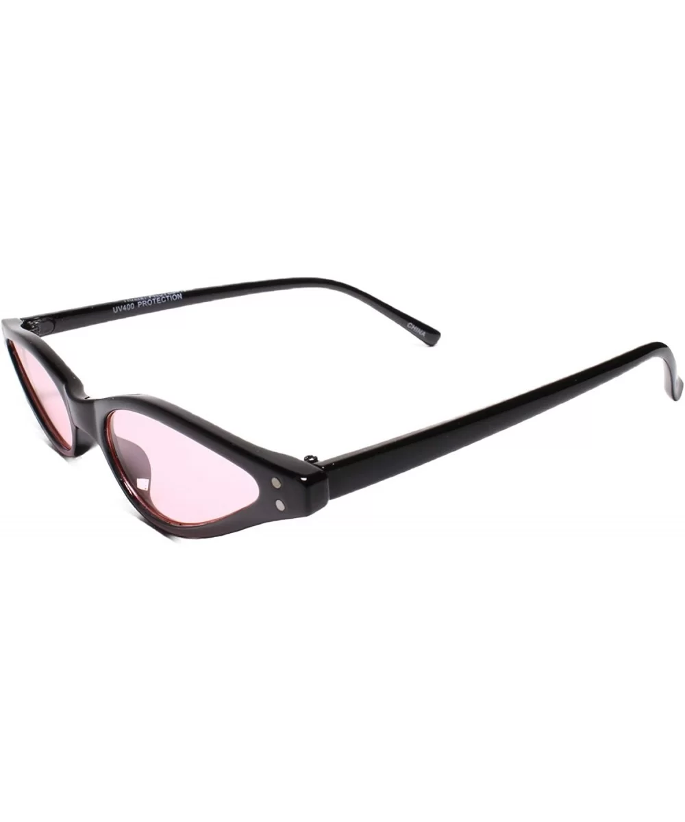 Stylish Womens Pointy Cat Eye Unique Narrow Slim Sunglasses - Black / Pink - CH18U7Z8C7N $9.82 Cat Eye