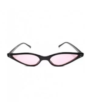 Stylish Womens Pointy Cat Eye Unique Narrow Slim Sunglasses - Black / Pink - CH18U7Z8C7N $9.82 Cat Eye