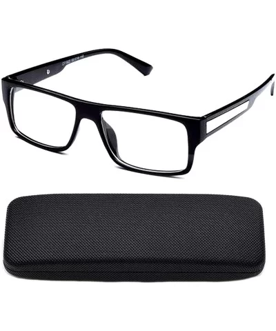 Casual Simple Squared Durable Frames Design Clear Eye Glasses Geek - Black With Hard Case - CM18RTZD5LI $7.79 Square