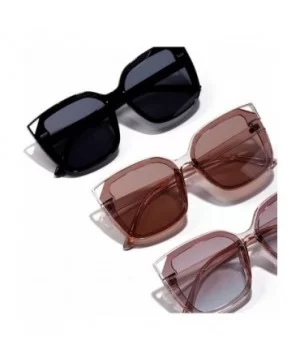 Big Frame Square Rivet Gradient Cat Eye Colorful Sunglasses For Women UV400 - Black - C0198KZXW9L $10.66 Cat Eye