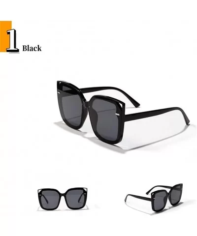 Big Frame Square Rivet Gradient Cat Eye Colorful Sunglasses For Women UV400 - Black - C0198KZXW9L $10.66 Cat Eye