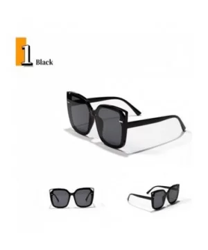 Big Frame Square Rivet Gradient Cat Eye Colorful Sunglasses For Women UV400 - Black - C0198KZXW9L $10.66 Cat Eye