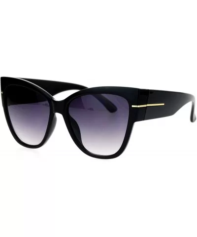 Womens Thick Plastic Arm Horn Rim Cat Eye Sunglasses - Black Smoke - C912DUJWGPV $8.34 Cat Eye