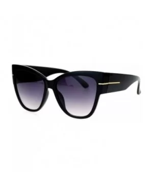 Womens Thick Plastic Arm Horn Rim Cat Eye Sunglasses - Black Smoke - C912DUJWGPV $8.34 Cat Eye