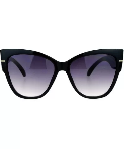 Womens Thick Plastic Arm Horn Rim Cat Eye Sunglasses - Black Smoke - C912DUJWGPV $8.34 Cat Eye