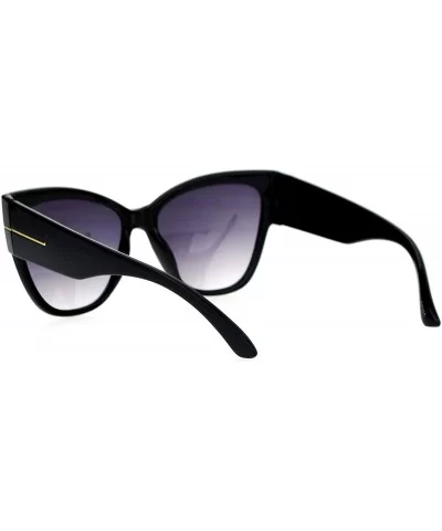 Womens Thick Plastic Arm Horn Rim Cat Eye Sunglasses - Black Smoke - C912DUJWGPV $8.34 Cat Eye