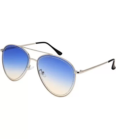 Flat Top XL Aviator Sunglasses for Men Women Pilot Sunglass Top Gun 5152 - CG18M5ZA6W4 $6.11 Aviator