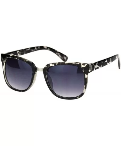 Retro Rewind Rectangular Horned Hipster Plastic Sunglasses - Black Tort Smoke - CX18RRSL8U0 $6.98 Rectangular