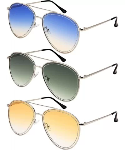 Flat Top XL Aviator Sunglasses for Men Women Pilot Sunglass Top Gun 5152 - CG18M5ZA6W4 $6.11 Aviator