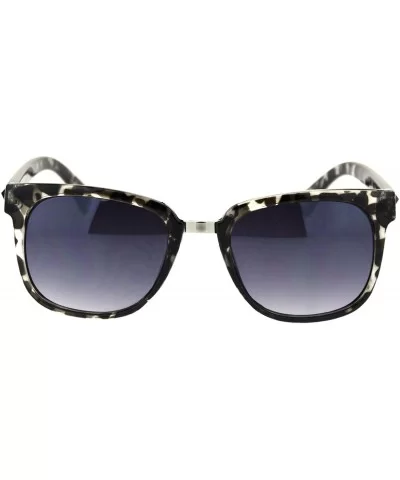 Retro Rewind Rectangular Horned Hipster Plastic Sunglasses - Black Tort Smoke - CX18RRSL8U0 $6.98 Rectangular