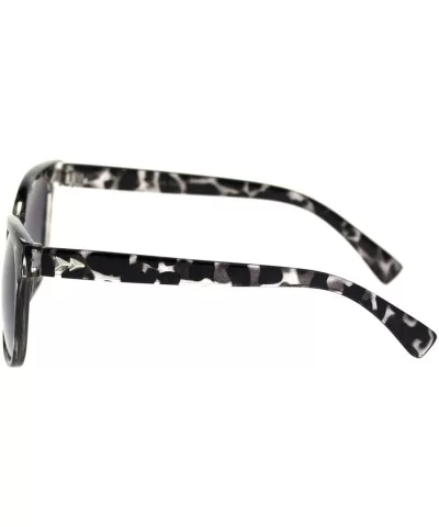 Retro Rewind Rectangular Horned Hipster Plastic Sunglasses - Black Tort Smoke - CX18RRSL8U0 $6.98 Rectangular