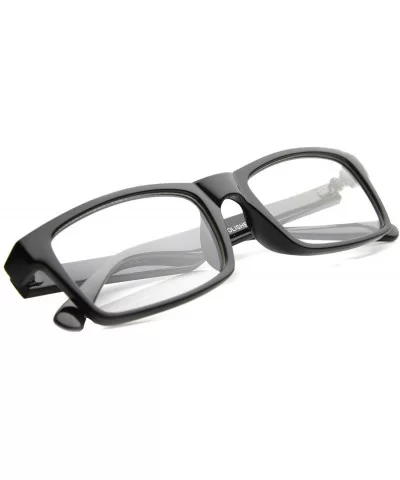 Modern Fashion Basic Eyewear Rectangular Clear Lens Horn Rimmed Glasses 52mm - Black / Clear - C7124K95DG9 $5.48 Rectangular